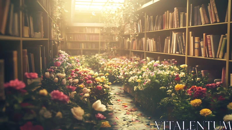 Library Garden: Flowers and Literature AI Image