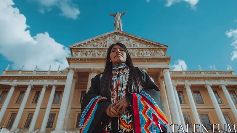 Cultural Portrait: Woman and Classical Architecture AI Image