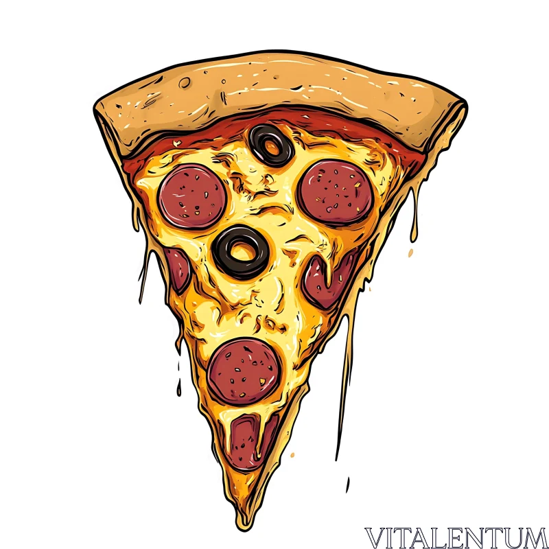 Delicious Pepperoni Pizza Slice AI Image