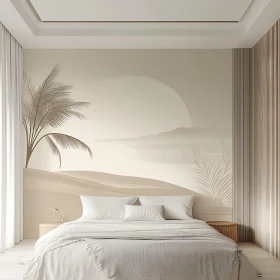 Serene Bedroom with Beach Mural