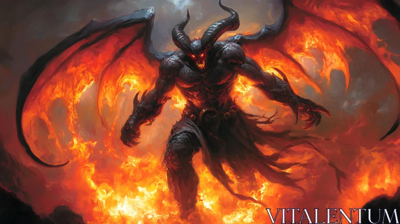 AI ART Demon in Flames: A Portrait of Infernal Power