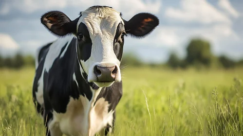 Black and White Cow in Meadow