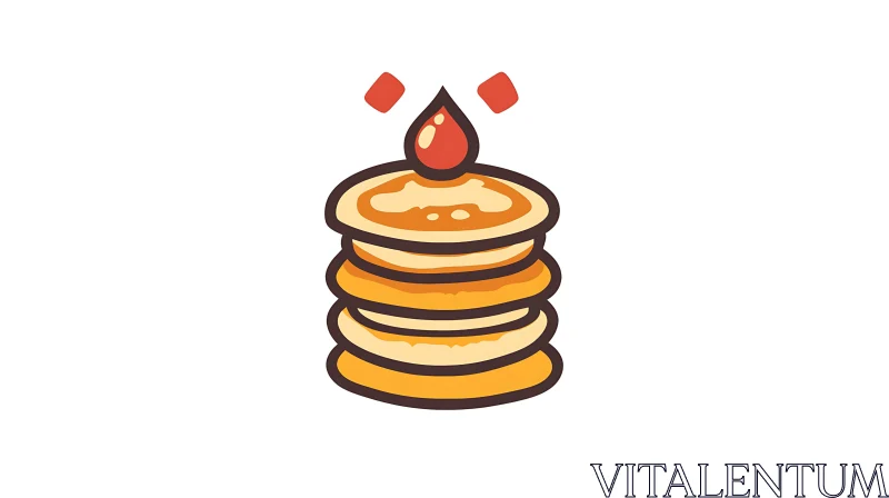 Cartoon Pancakes with Syrup AI Image