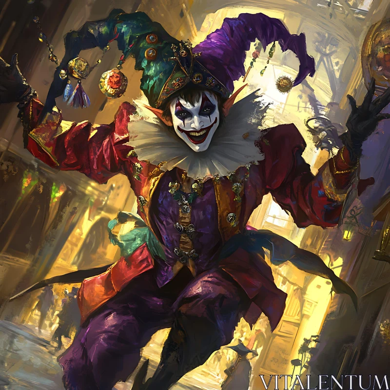 Fantasy Jester with Painted Face AI Image