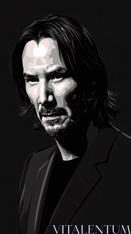 Keanu Reeves in Monochrome AI Image