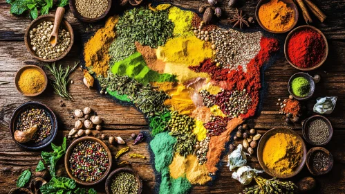 South American Map Made of Spices