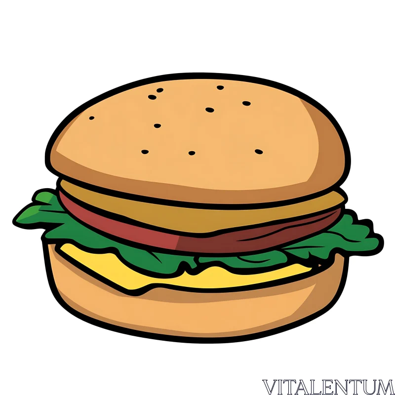 Colorful Burger Cartoon Drawing AI Image