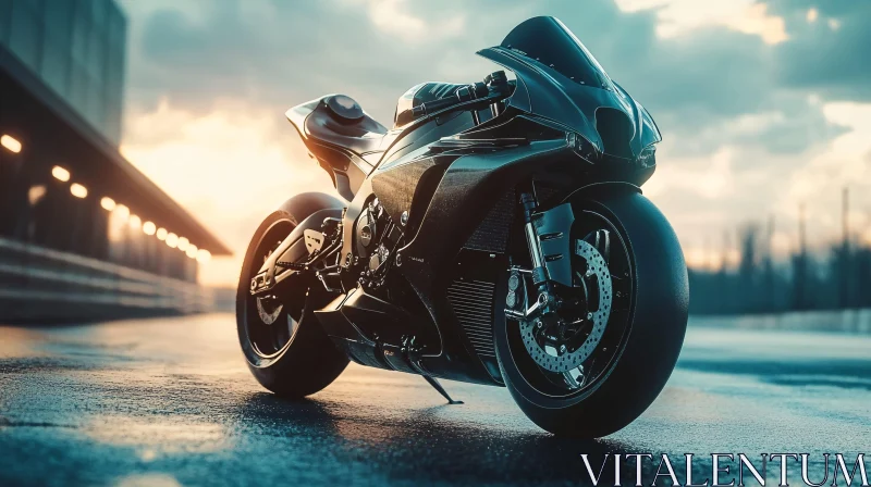 Sportbike at Sunset AI Image