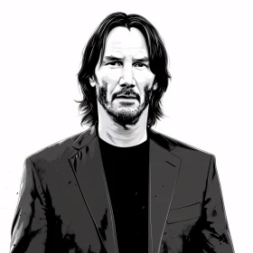 Keanu Reeves Monochrome Portrait