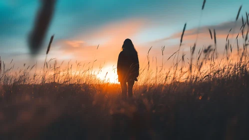 Woman Silhouette at Sunset