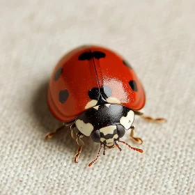 Detailed Close-Up of a Ladybug with Red and Black Spots