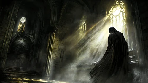 Figure in Gothic Interior