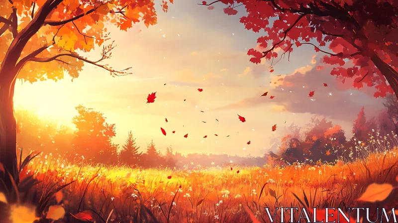 AI ART Autumnal Serenity: A Field of Dreams