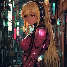 Cyberpunk Female Cyborg with Blonde Hair