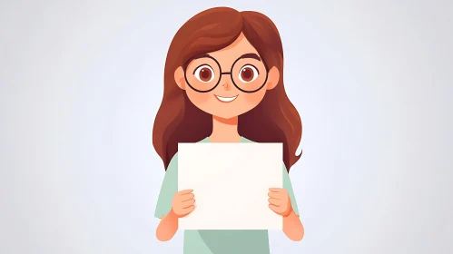 Smiling Girl Holding Blank Card