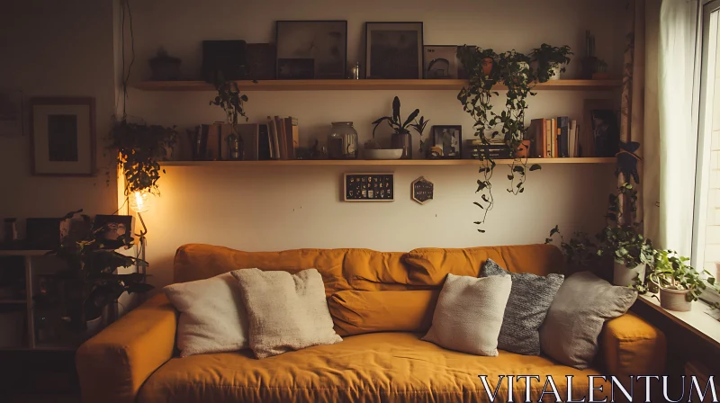 Indoor Plants and Sofa Home Decor AI Image