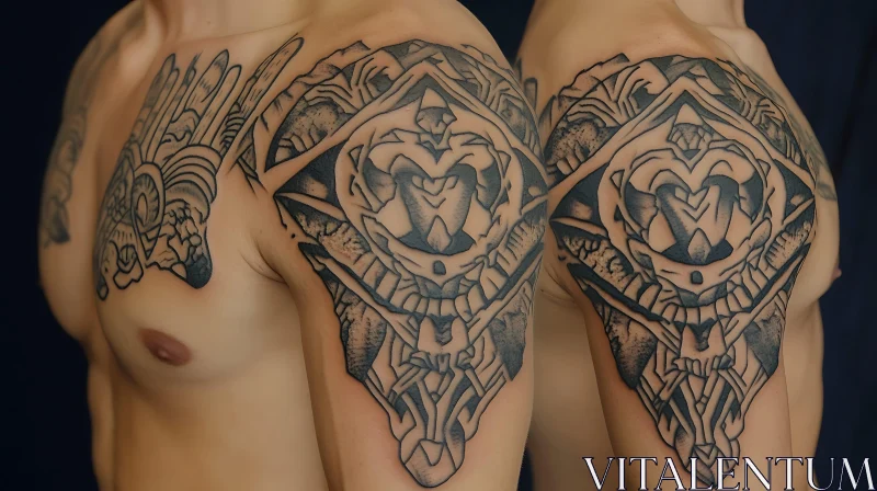 Symmetrical Line Work Tattoo AI Image