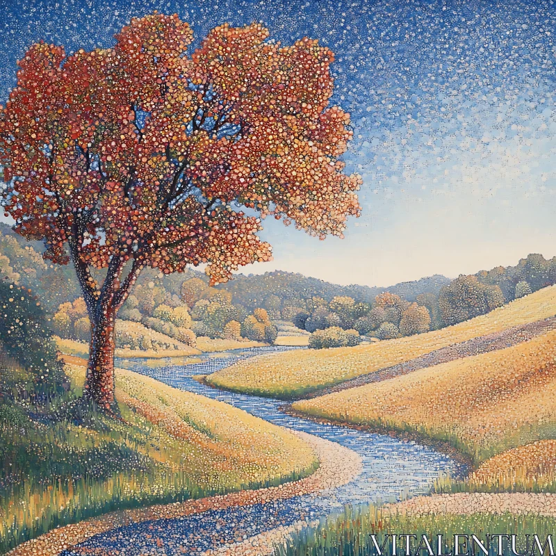 AI ART Pointillist Tree by River