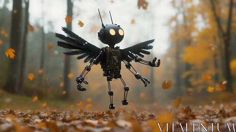 AI ART Winged Robot in Fall Landscape