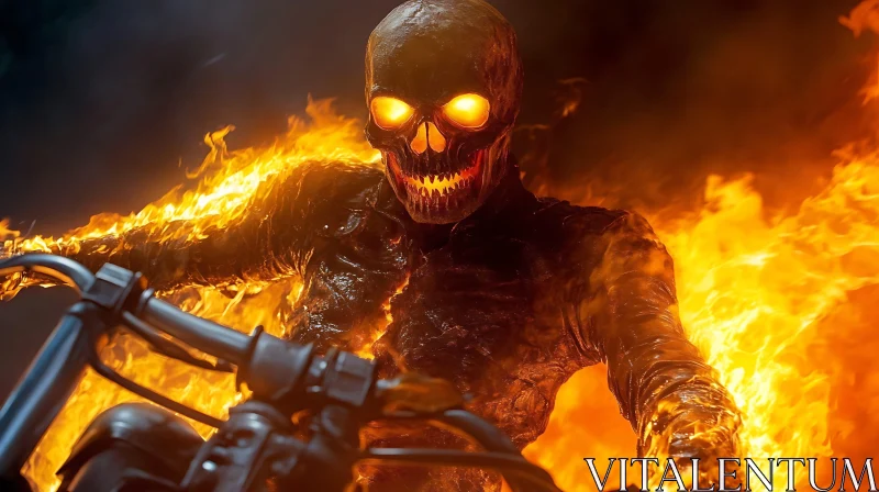 Skull Rider on Fire AI Image