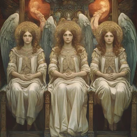 Three Angels in Cream Robes