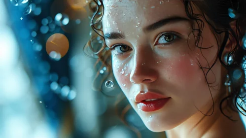Captivating Portrait of a Young Woman with Wet Hair