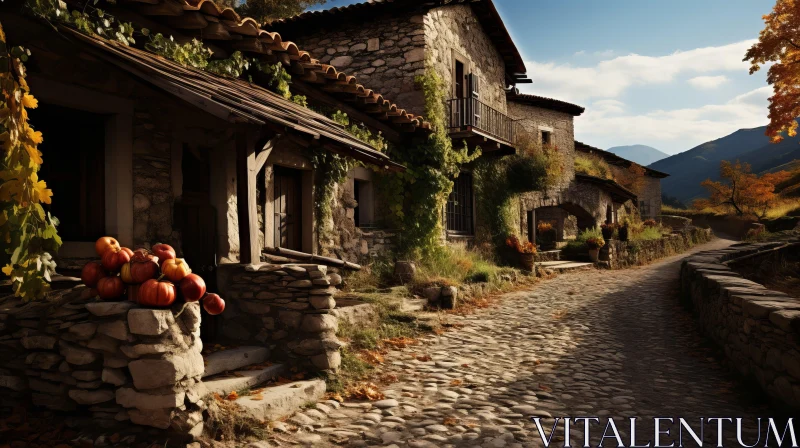 Charming Stone Path and Traditional Architecture AI Image