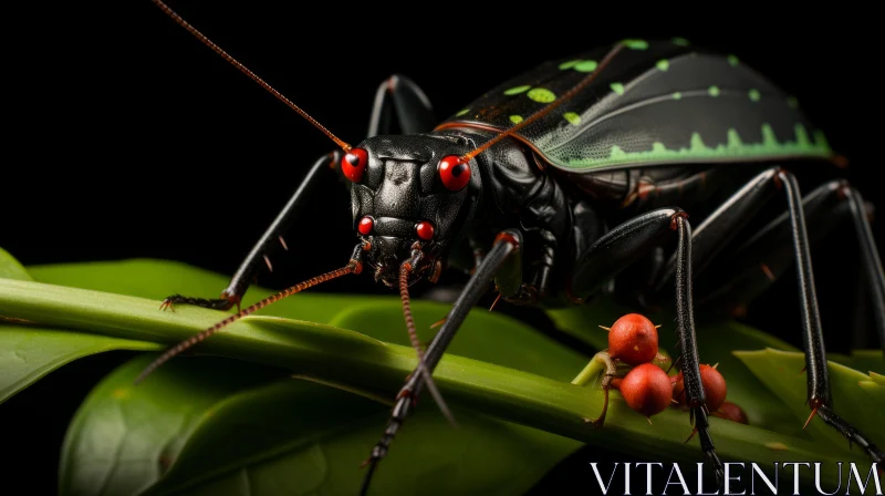 Chiaroscuro Portrait of a Bug on a Leaf AI Image
