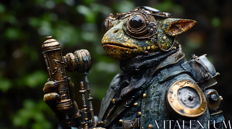 AI ART Goggled Frog in Steampunk Attire