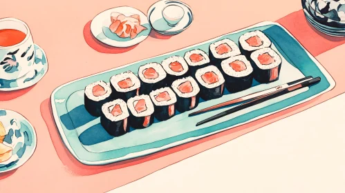 Artistic Sushi Meal Representation