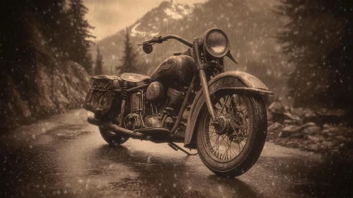 Classic Bike in Winter Landscape