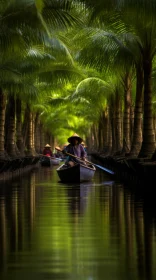 Paddling through a Canal: Traditional Vietnamese Artwork