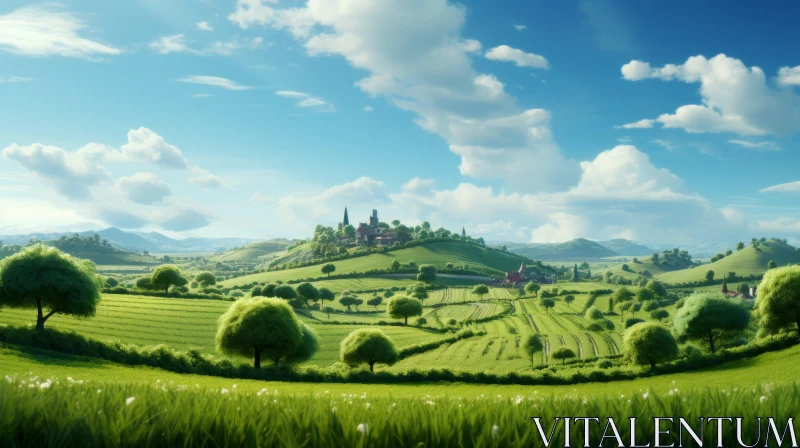 Serene Countryside Landscape - A Fairytale Inspired Scenery AI Image