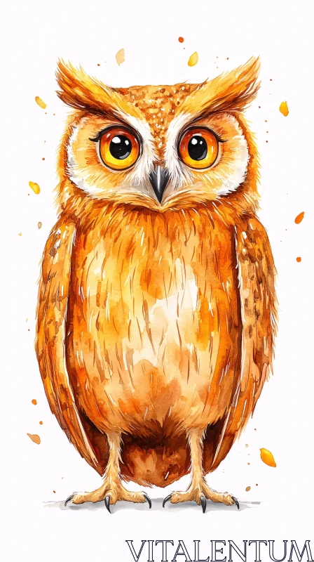 Vivid Watercolor Owl Art AI Image