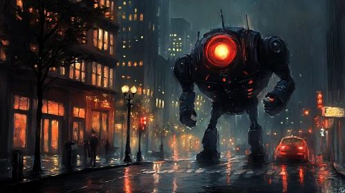 Night Robot in the City