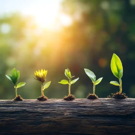 Stages of Growth: Seedlings on Wood
