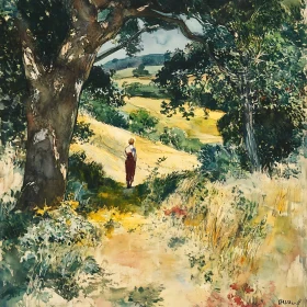 Peaceful Stroll in a Sunny Meadow Artwork