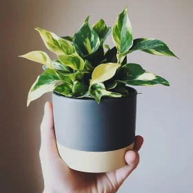 Green Potted Plant held in Hand