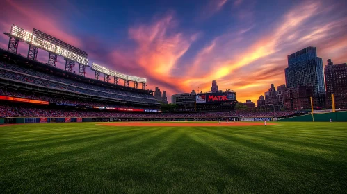 Baseball Field at Sunset