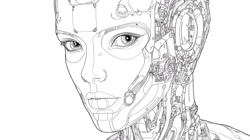 Intricate Mechanical Cyborg Illustration