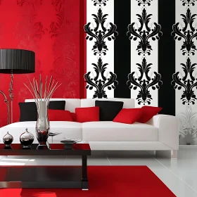 Modern Interior Design with Red and Black