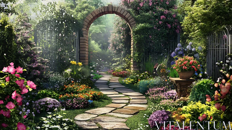 AI ART Secret Garden: A Floral Pathway Retreat