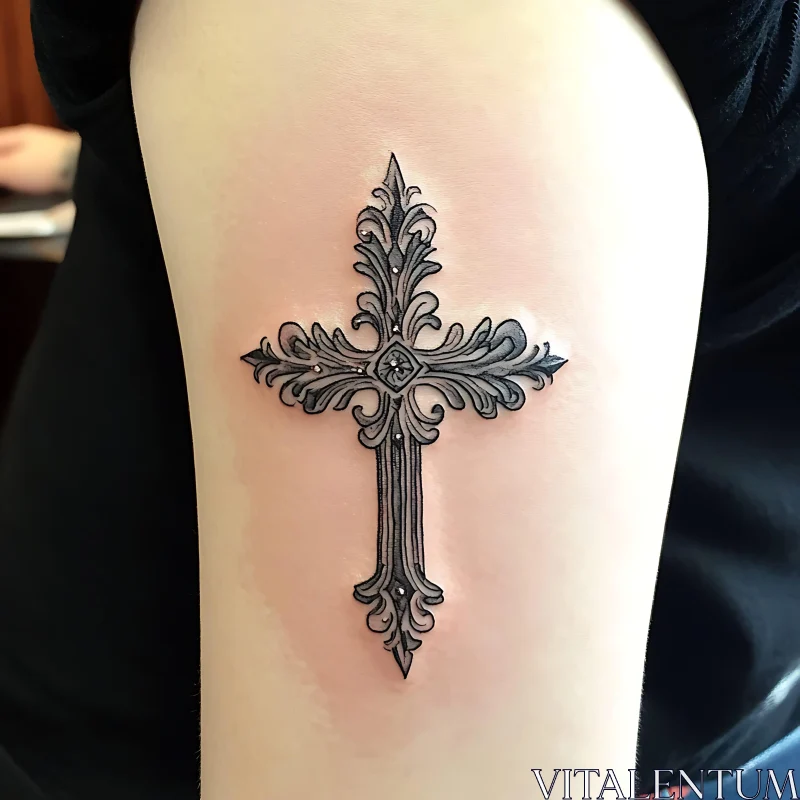 Detailed Cross Tattoo Design AI Image