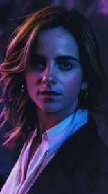 Emma Watson Neon Glow Portrait