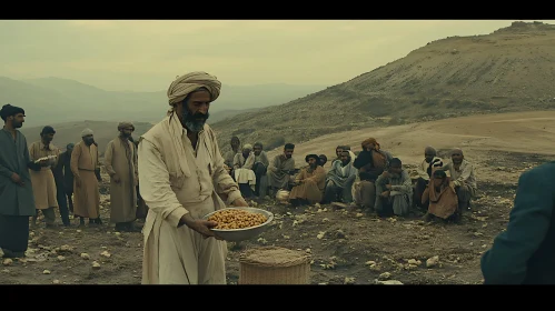 Men Sharing Food in the Middle East