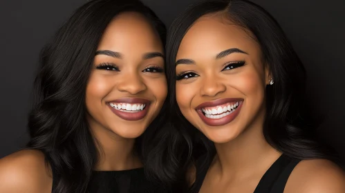 Portrait of Smiling Women with Dark Hair