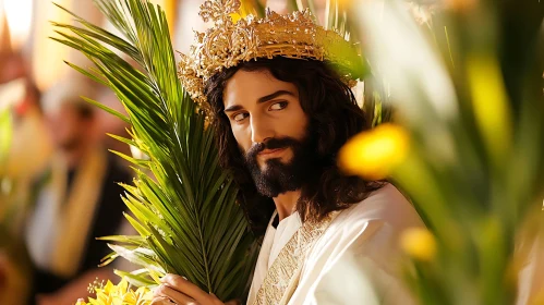 Man with Crown and Plants