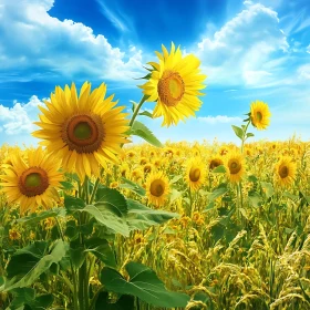 Vibrant Sunflower Meadow on Sunny Day