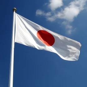 National Flag of Japan on a Sunny Day