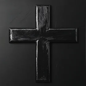 Black Painted Cross on Black Background